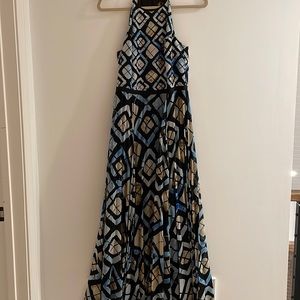 Anthropologie maxi dress with pleated skirt. Fully lined